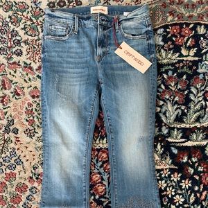 New DRIFTWOOD Studded Cropped Distressed Jeans